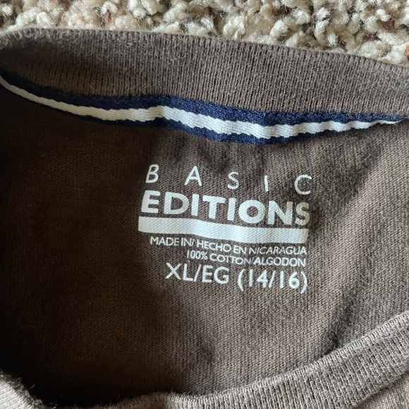 Long sleeve brown tee t-shirt Boys XL 14/16 - Picture 3 of 3